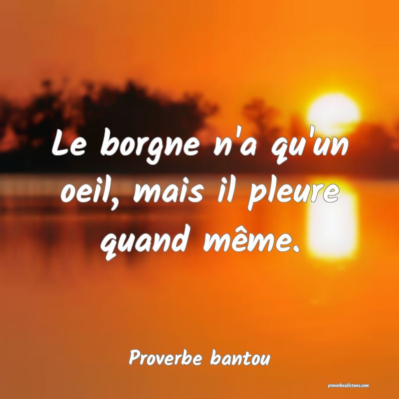 Le borgne n'a qu'un oeil, mais il pleure quand même.