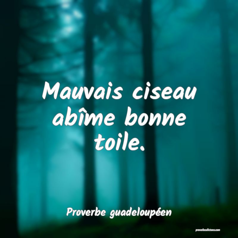 Mauvais ciseau abîme bonne toile.