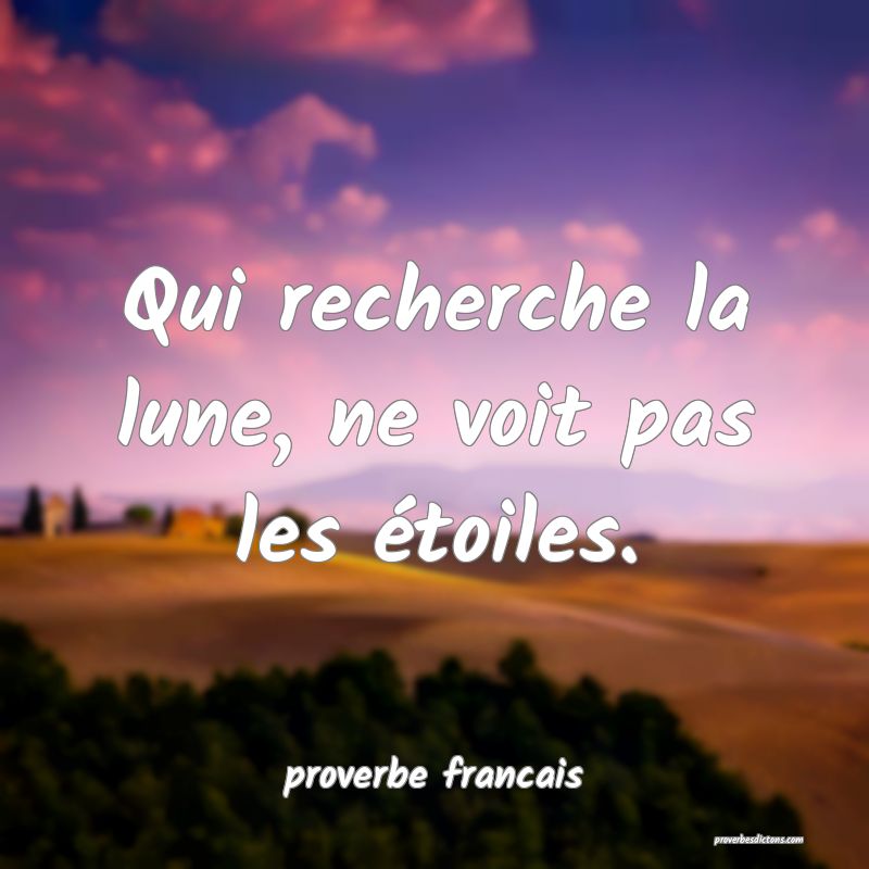 Qui recherche la lune, ne voit pas les étoiles.