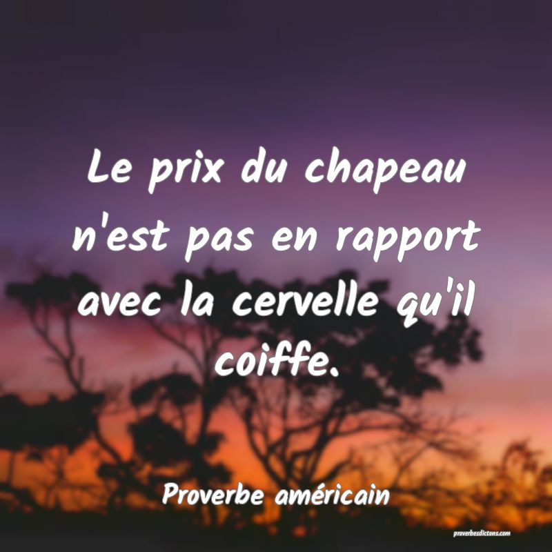 Le prix du chapeau n'est pas en rapport avec la cervelle qu'il coiffe.