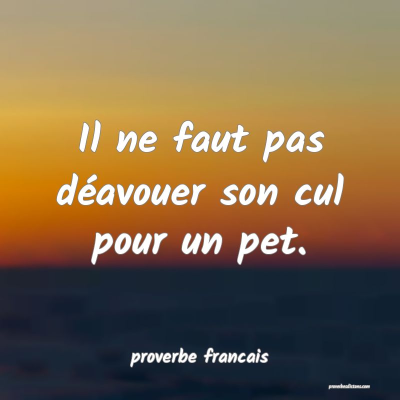 Il ne faut pas déavouer son cul pour un pet.
