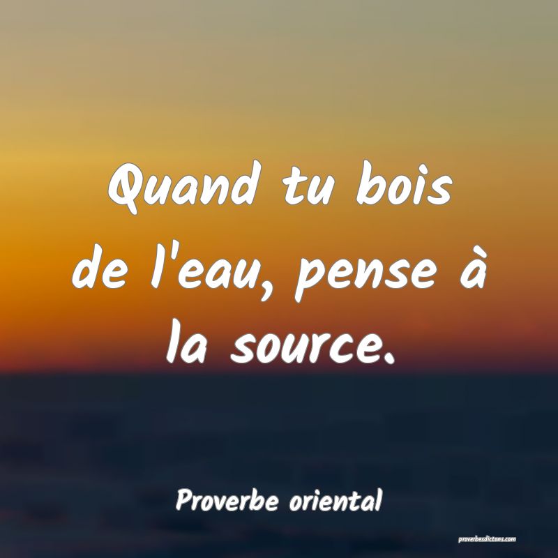 Quand tu bois de l'eau, pense à la source.