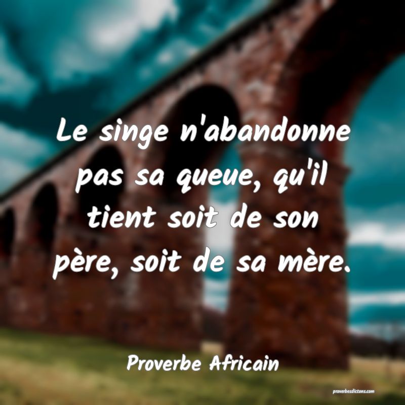 Le singe n'abandonne pas sa queue, qu'il tient soit de son père, soit de sa mère.