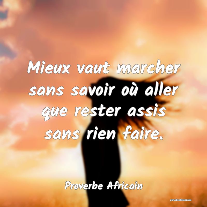 Mieux vaut marcher sans savoir où aller que rester assis sans rien faire.