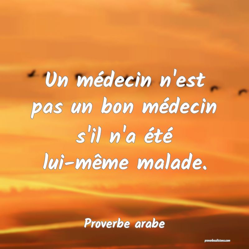 Un médecin n'est pas un bon médecin s'il n'a été lui-même malade.