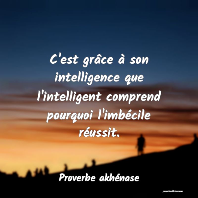 C'est grâce à son intelligence que l'intelligent comprend pourquoi l'imbécile réussit.