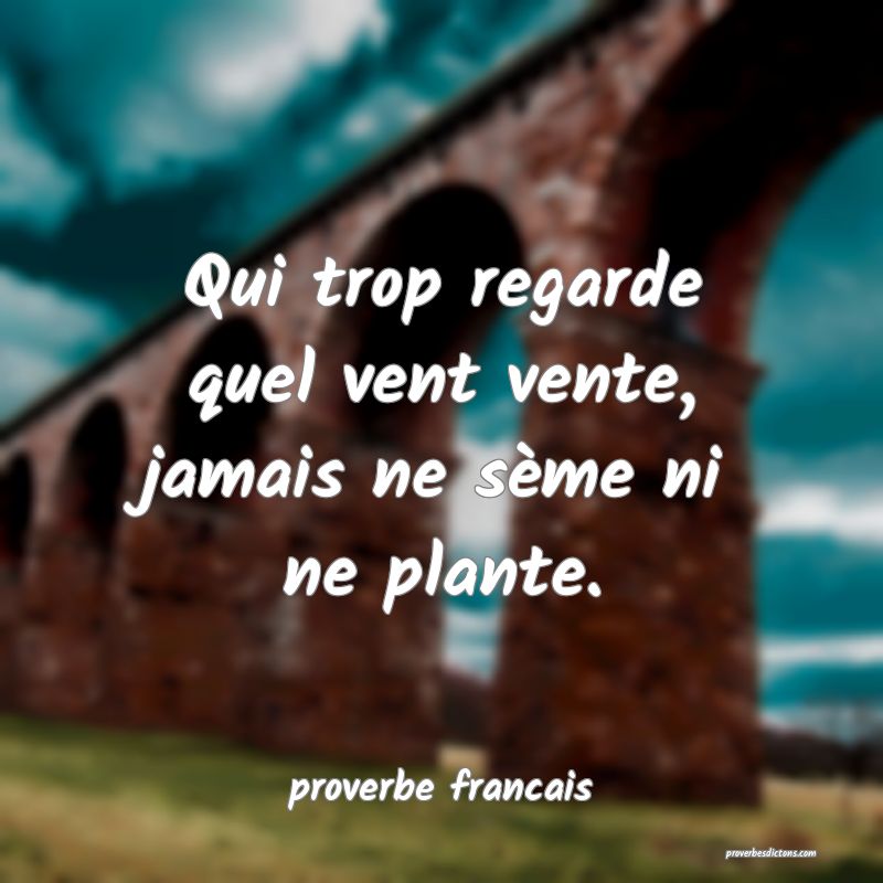 Qui trop regarde quel vent vente, jamais ne sème ni ne plante.