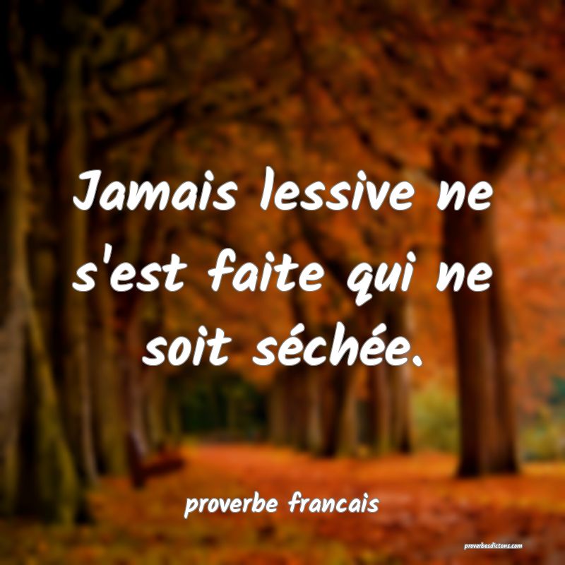 Jamais lessive ne s'est faite qui ne soit séchée.