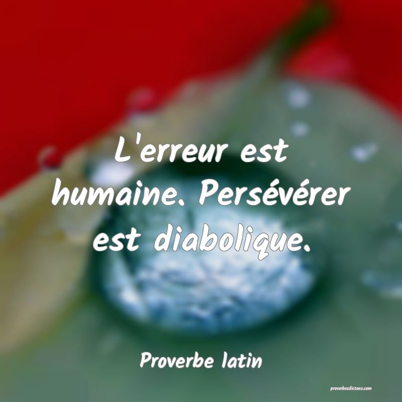 L'erreur est humaine. Persévérer est diabolique.