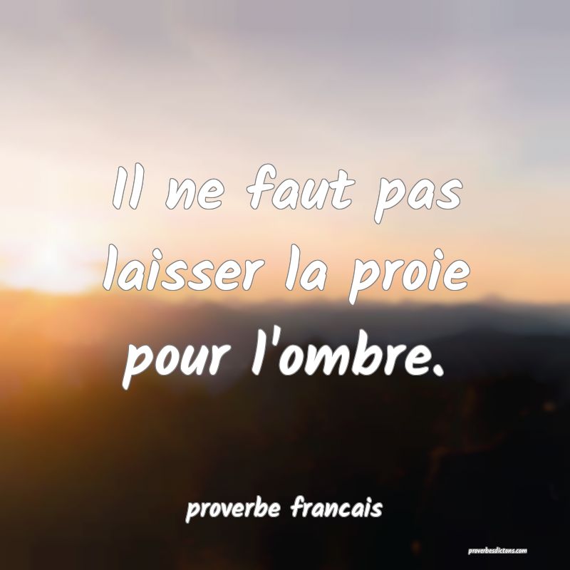 Il ne faut pas laisser la proie pour l'ombre.