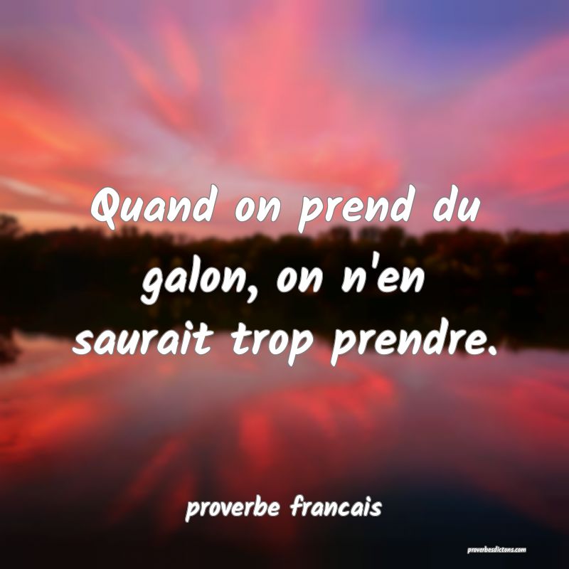 Quand on prend du galon, on n'en saurait trop prendre.