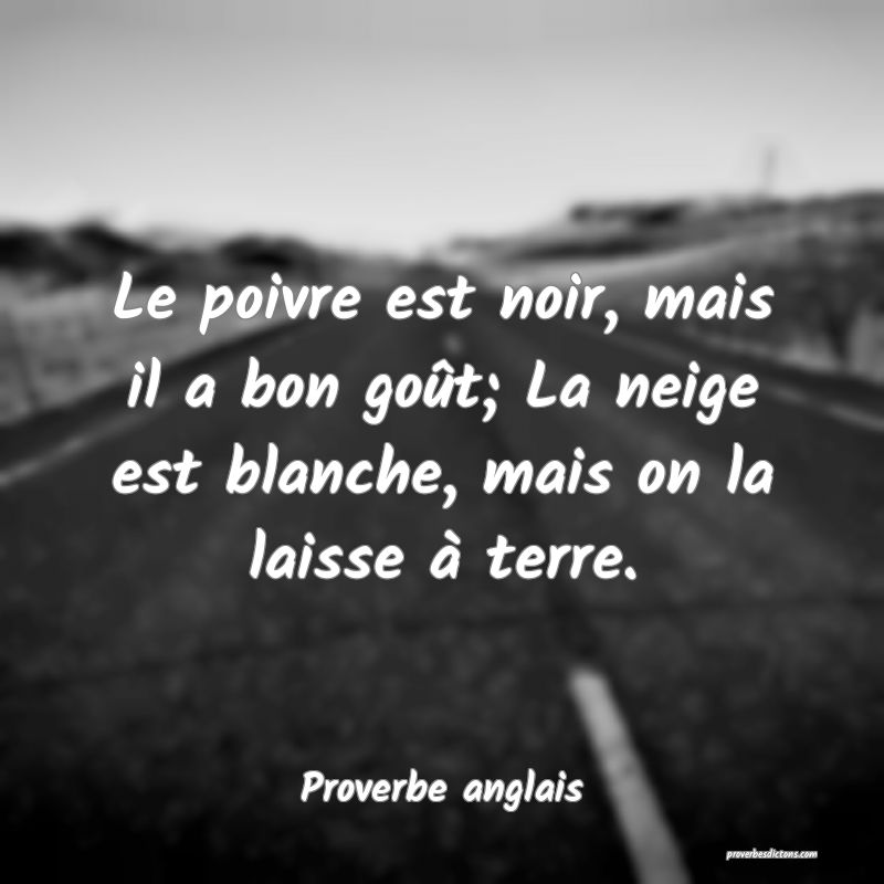  Le poivre est noir, mais il a bon goût; La neige est blanche, mais on la laisse à terre.