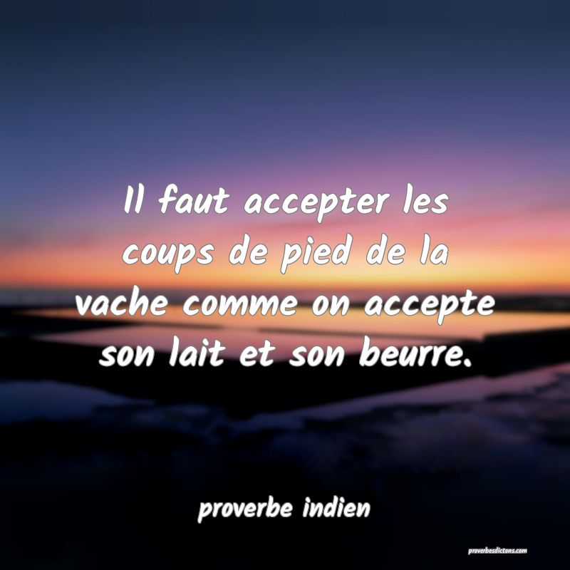 Il faut accepter les coups de pied de la vache comme on accepte son lait et son beurre.