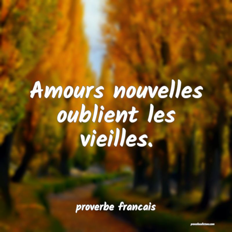 Amours nouvelles oublient les vieilles.