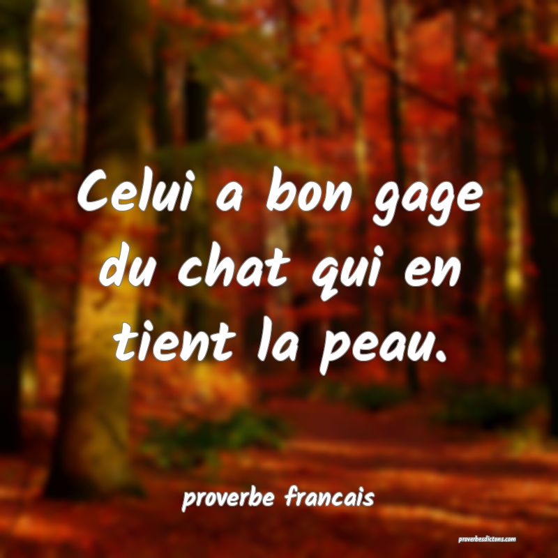 Celui a bon gage du chat qui en tient la peau.
