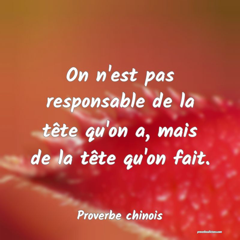 On n'est pas responsable de la tête qu'on a, mais de la tête qu'on fait.