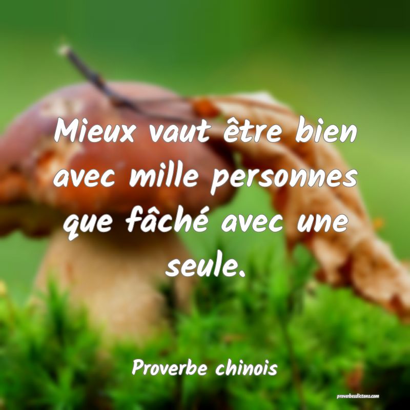 Mieux vaut être bien avec mille personnes que fâché avec une seule.
