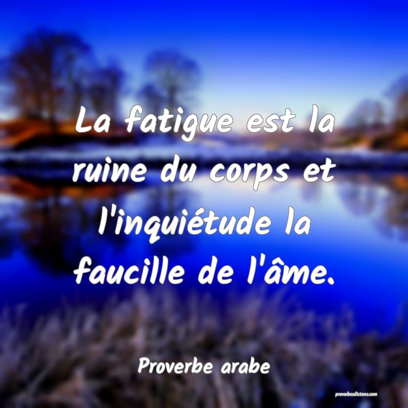 La fatigue est la ruine du corps et l'inquiétude la faucille de l'âme.