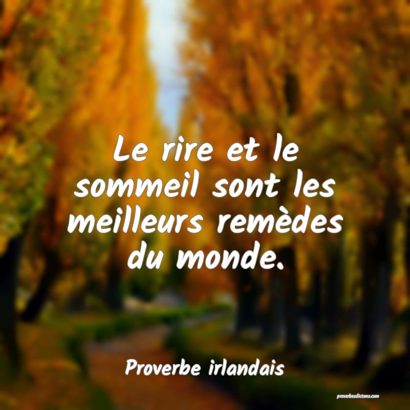 Le rire et le sommeil sont les meilleurs remèdes du monde.