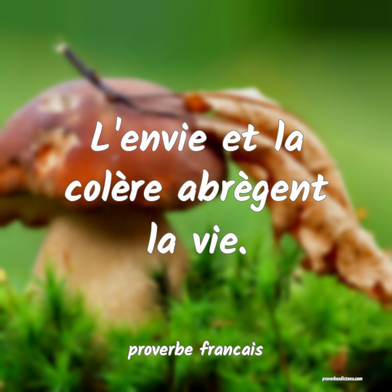 L'envie et la colère abrègent la vie.