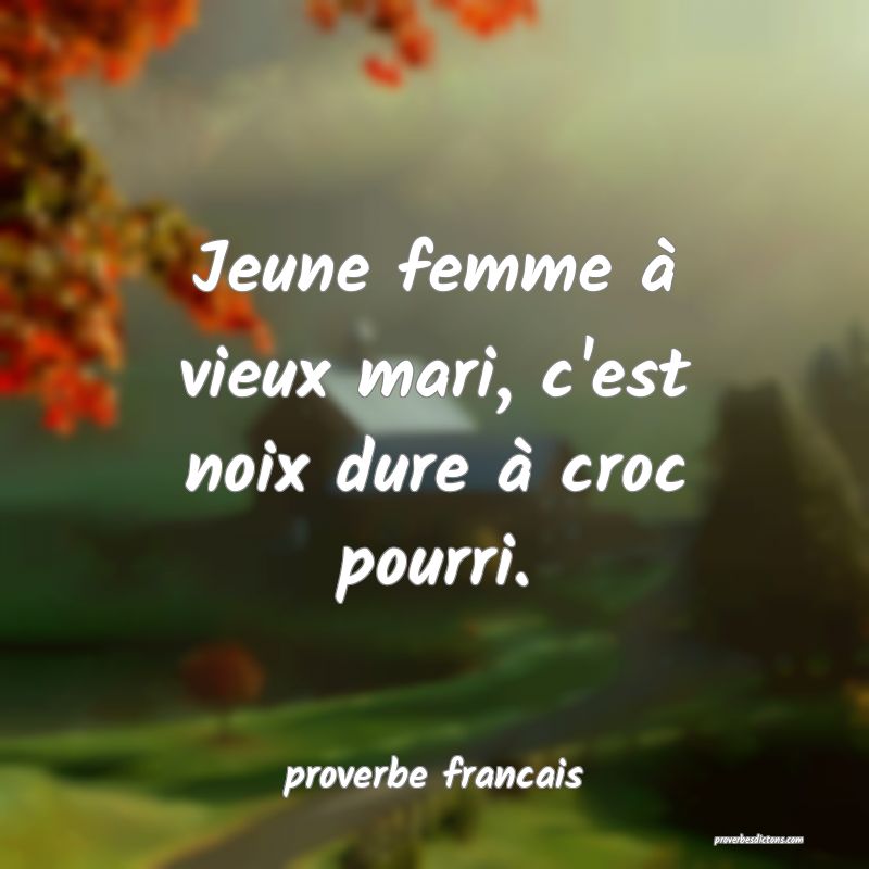 Jeune femme à vieux mari, c'est noix dure à croc pourri.