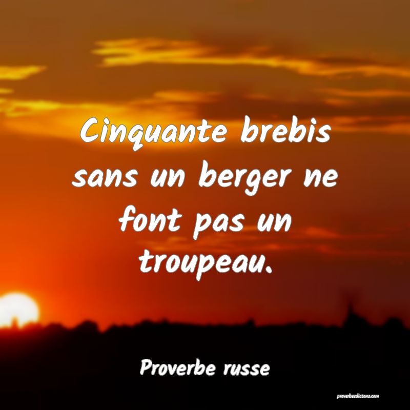 Cinquante brebis sans un berger ne font pas un troupeau.
