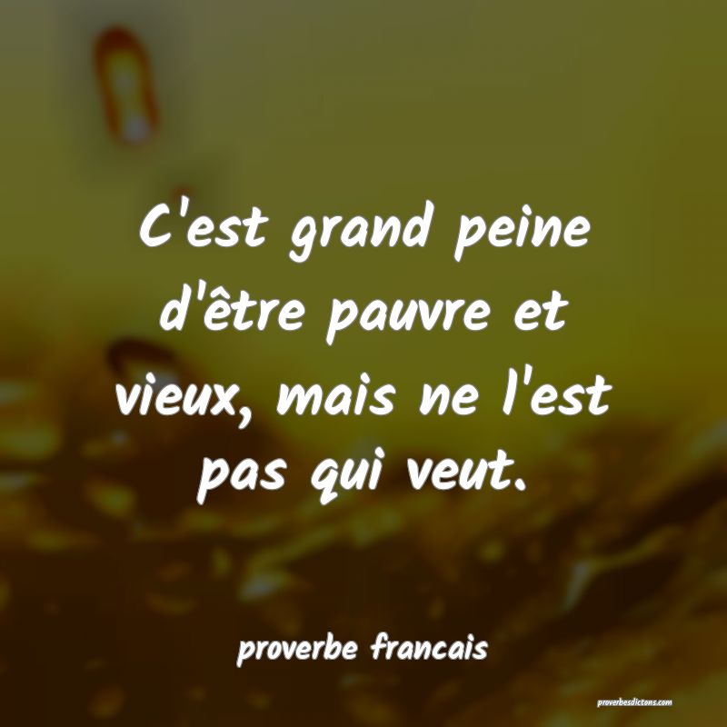 C'est grand peine d'être pauvre et vieux, mais ne l'est pas qui veut.