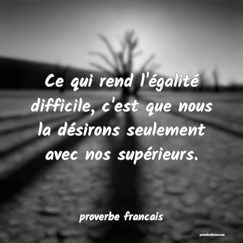  Ce qui rend l'égalité difficile, c'est que nous la désirons seulement avec nos supérieurs.
