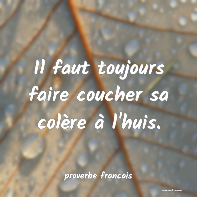 Il faut toujours faire coucher sa colère à l'huis.