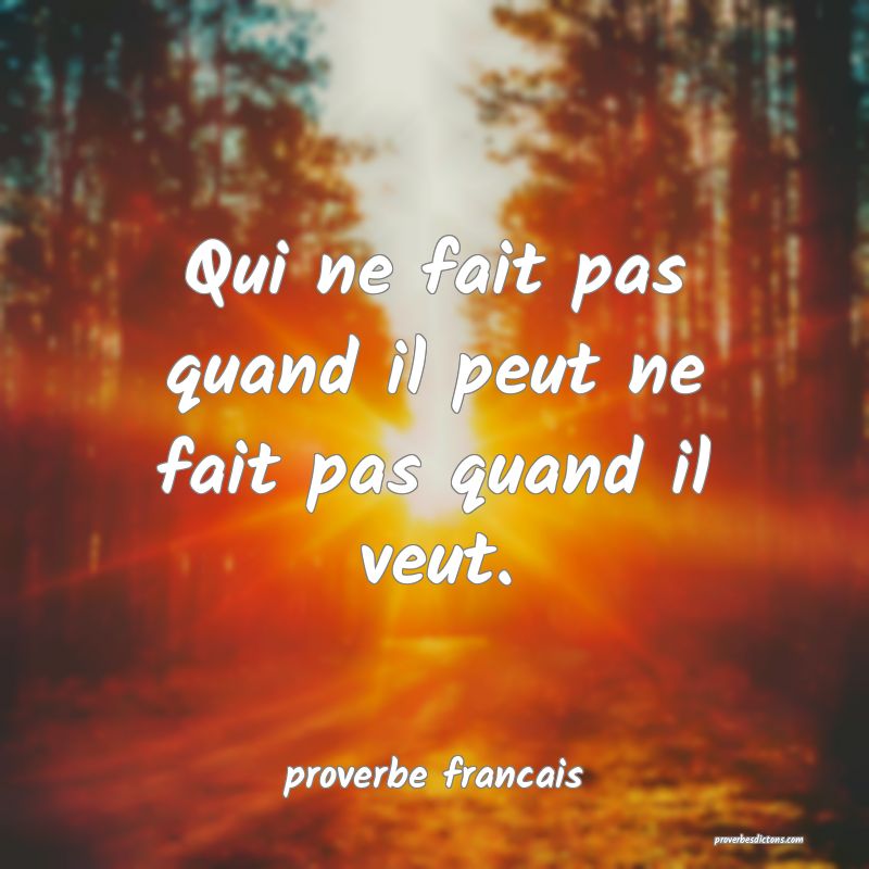 Qui ne fait pas quand il peut ne fait pas quand il veut.