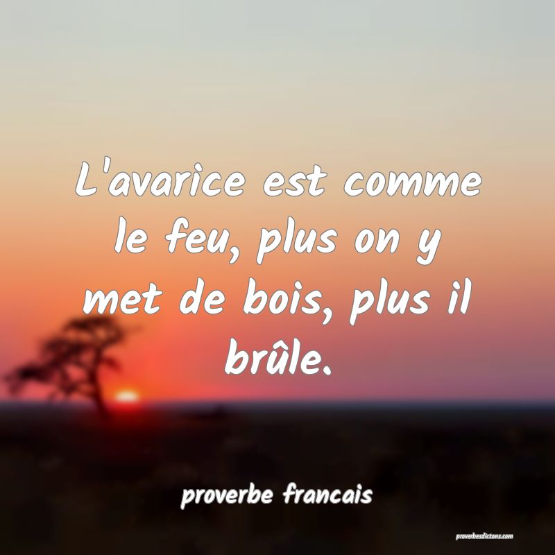 L'avarice est comme le feu, plus on y met de bois, plus il brûle.