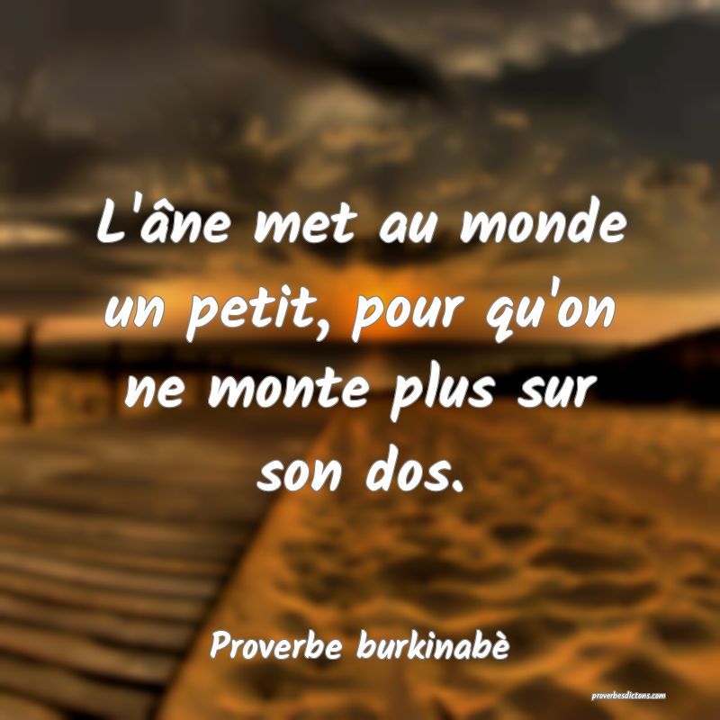  L'âne met au monde un petit, pour qu'on ne monte plus sur son dos.