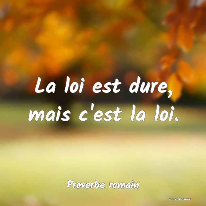 La loi est dure, mais c'est la loi.