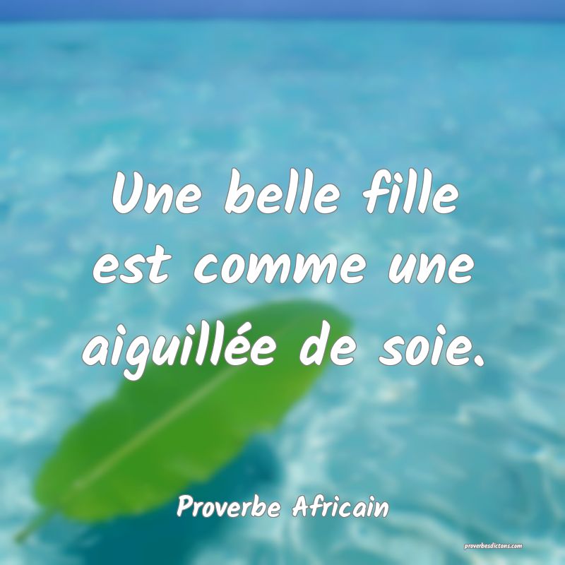Une belle fille est comme une aiguillée de soie.
