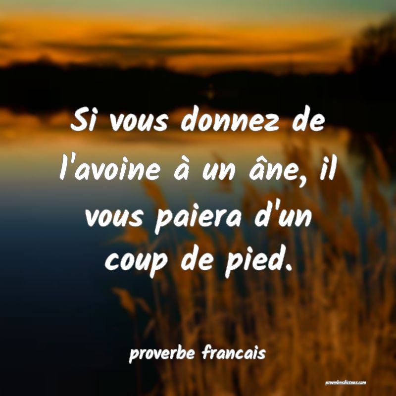 Si vous donnez de l'avoine à un âne, il vous paiera d'un coup de pied.