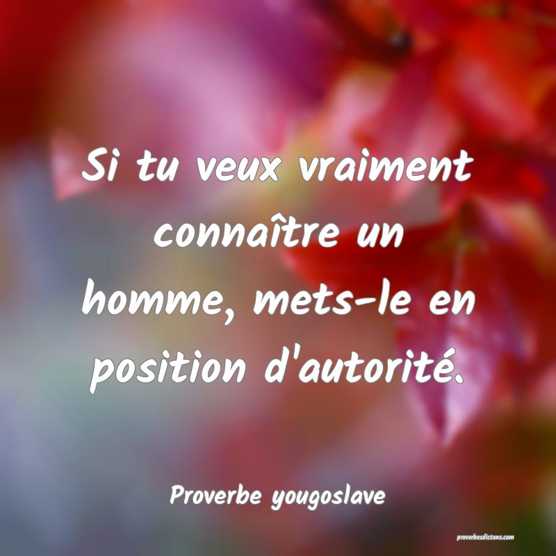 Si tu veux vraiment connaître un homme, mets-le en position d'autorité.