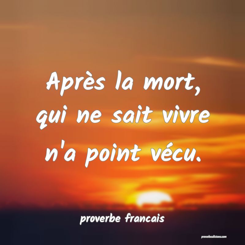 Après la mort, qui ne sait vivre n'a point vécu.