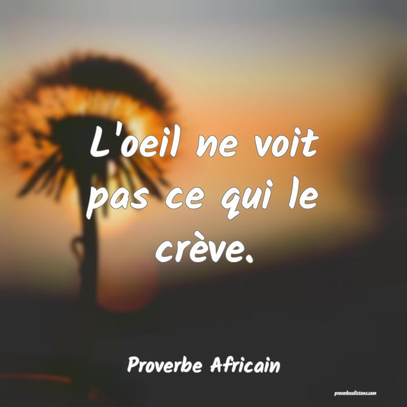 L'oeil ne voit pas ce qui le crève.