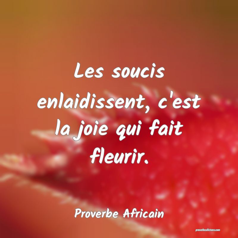 Les soucis enlaidissent, c'est la joie qui fait fleurir.