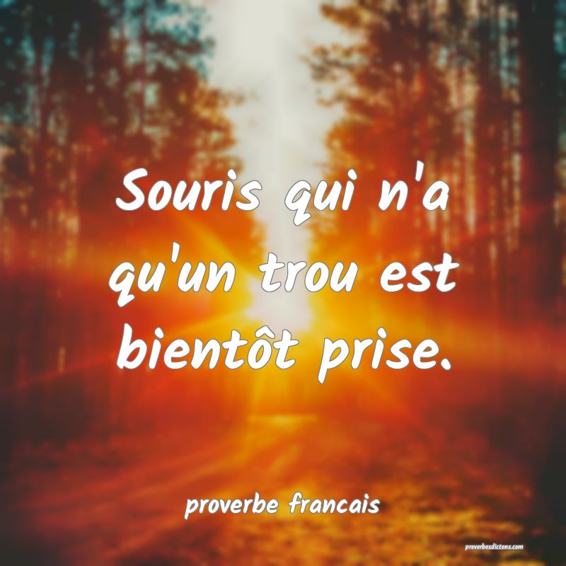 Souris qui n'a qu'un trou est bientôt prise.