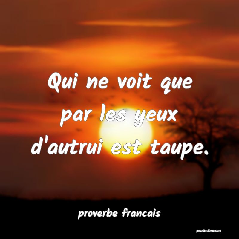 Qui ne voit que par les yeux d'autrui est taupe.