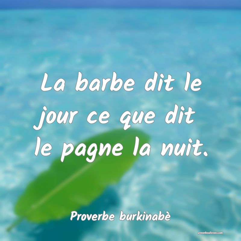  La barbe dit le jour ce que dit le pagne la nuit.