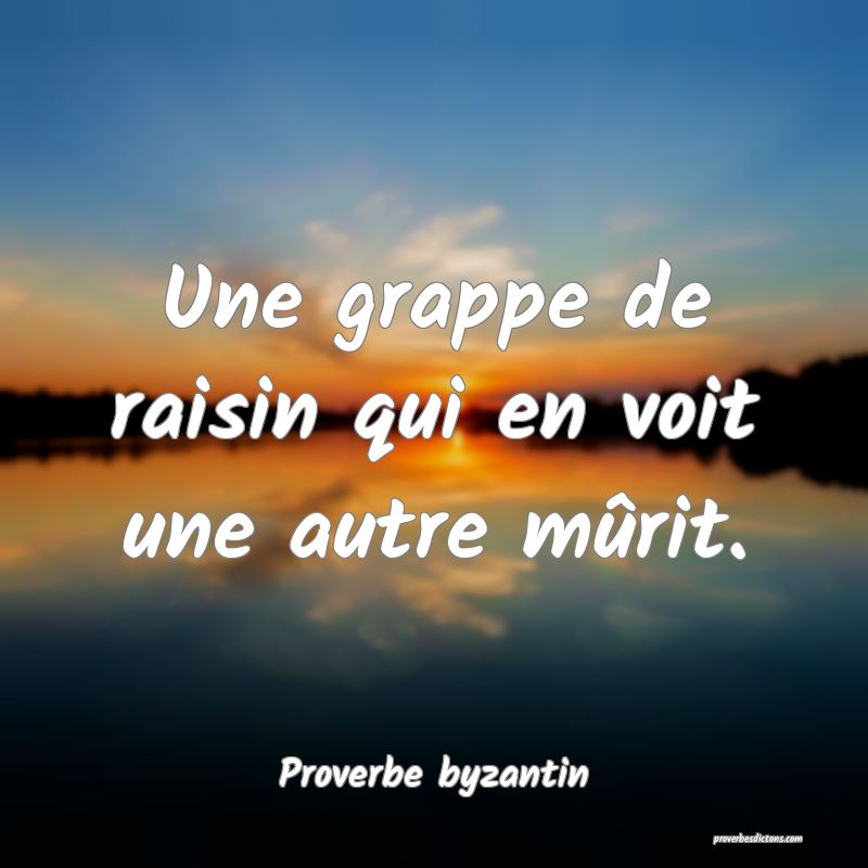 Une grappe de raisin qui en voit une autre mûrit.