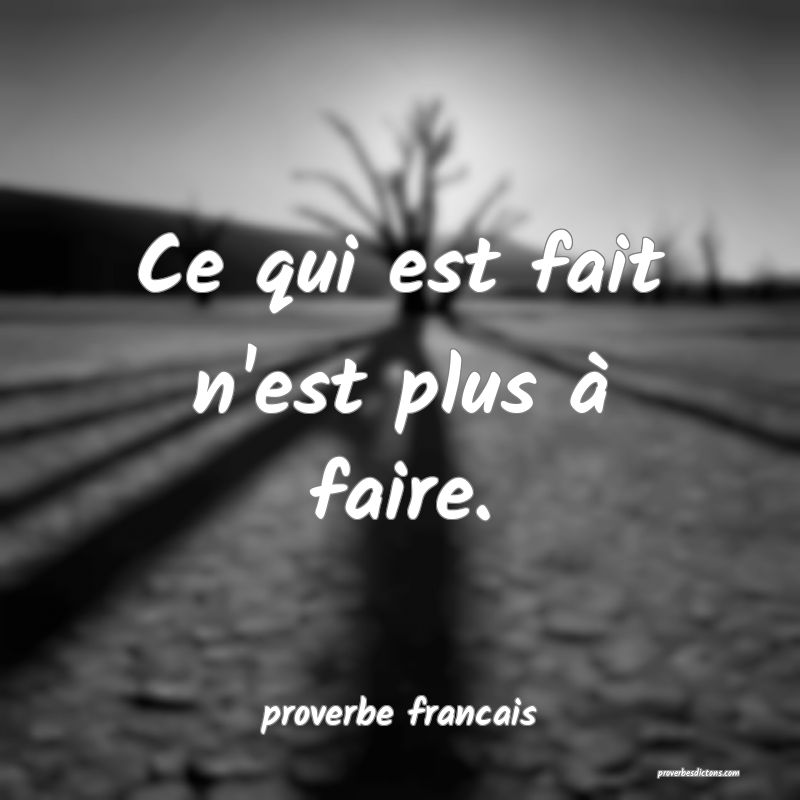 Ce qui est fait n'est plus à faire.