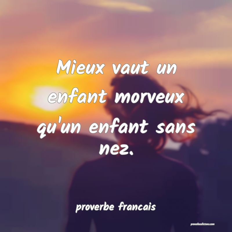 Mieux vaut un enfant morveux qu'un enfant sans nez.