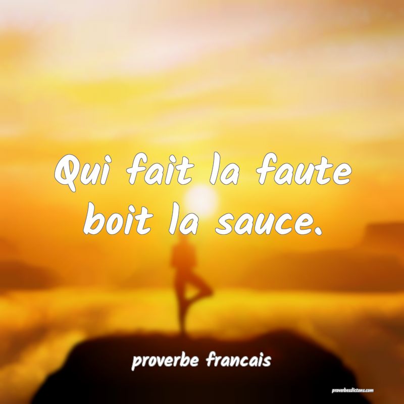 Qui fait la faute boit la sauce.