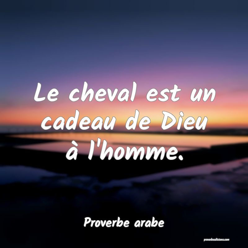 Le cheval est un cadeau de Dieu à l'homme.