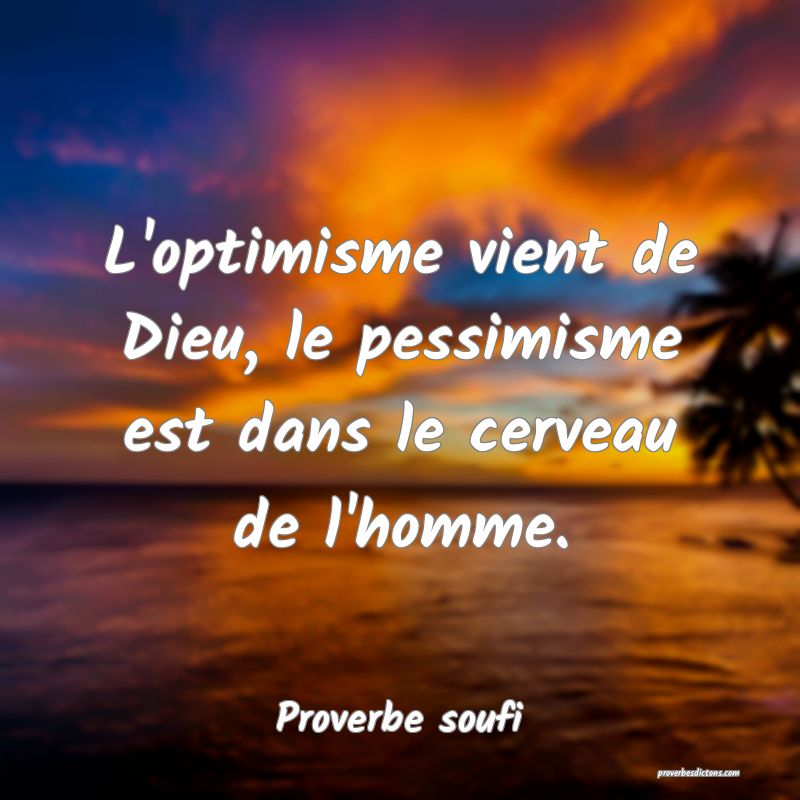 L'optimisme vient de Dieu, le pessimisme est dans le cerveau de l'homme.