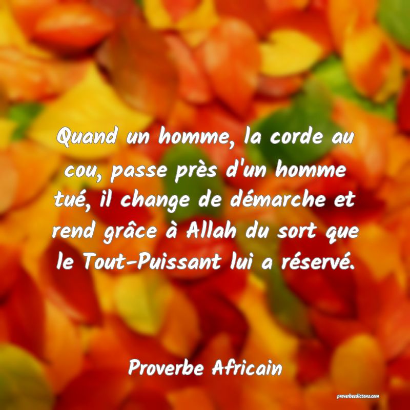 Quand un homme, la corde au cou, passe près d'un homme tué, il change de démarche et rend grâce à Allah du sort que le Tout-Puissant lui a réservé.