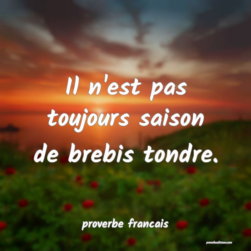 Il n'est pas toujours saison de brebis tondre.